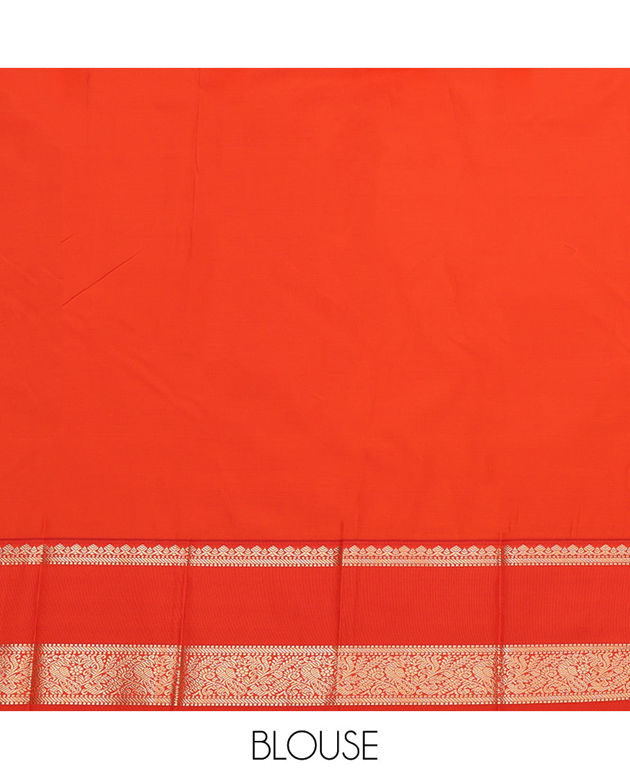 Blue Budget Silk Saree, Enthralled with Zari Buttas, Complemented by a Contrast Traditional Zari Border, Grand Pallu, and Contrast Blouse