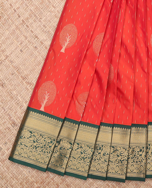 Orange Dotted Butta Budget Silk Saree