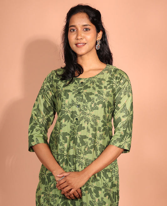 Green Rayon Readymade Suit