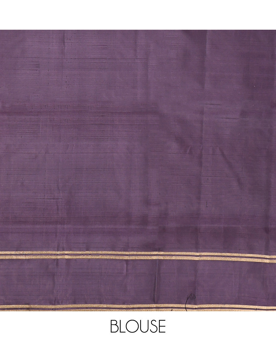 Lavender Mayuri Lite Silk Mix Saree, Gleamed Up with Buttas All Over Its Body, Complemented by Contrast Border, Intricately Designed Pallu, and Paired with a Contrast Blouse