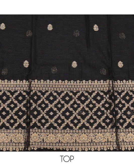 Black  Kora Silk Material Chudidar Set