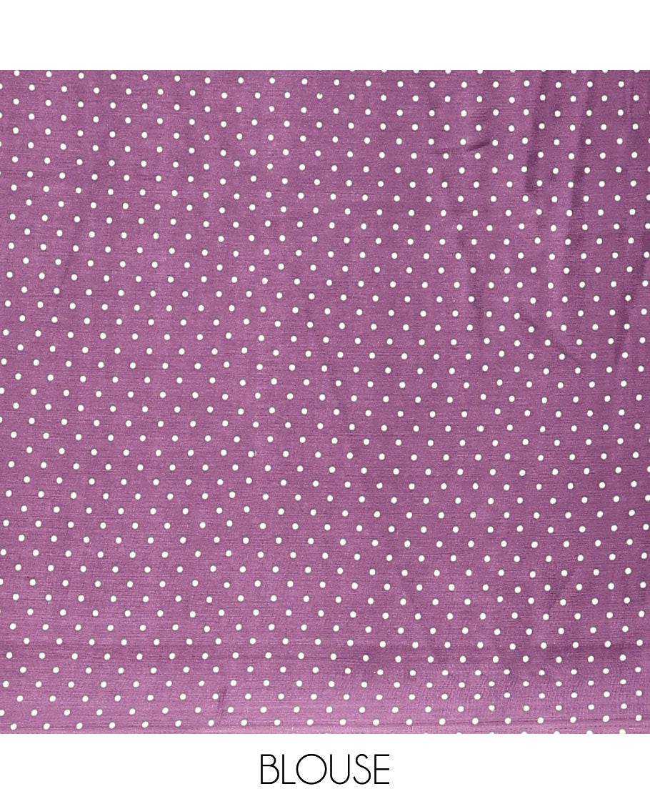 Purple printed turkey crepe sare with printed border & printed pallu along with printed blouse