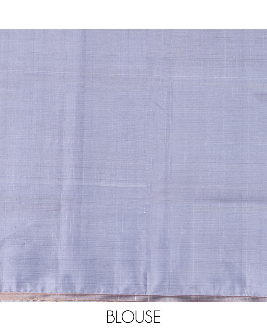 Violet Mayuri Lite Silk Mix Saree, Accentuated with Muthu Stripes All Over Its Body, Complemented by a Contrast Border of Yaanai Designs, Pallu of Intricate Designs, and Paired with a Contrast Blouse