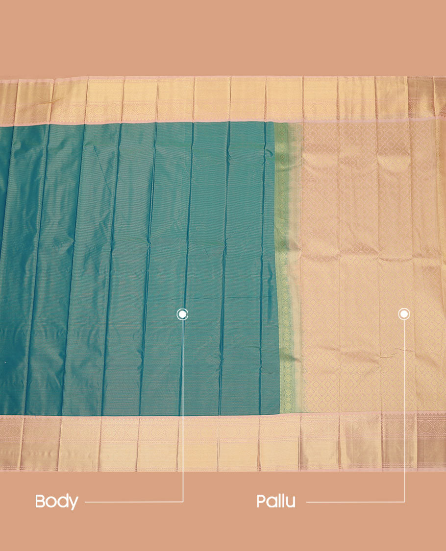 Blue Budget Silk Saree, Showcasing Zari Stripes on Its Body, Complemented by a Contrast Traditional Zari Design Border, Grand Jaal Pallu, and Paired with a Contrast Blouse