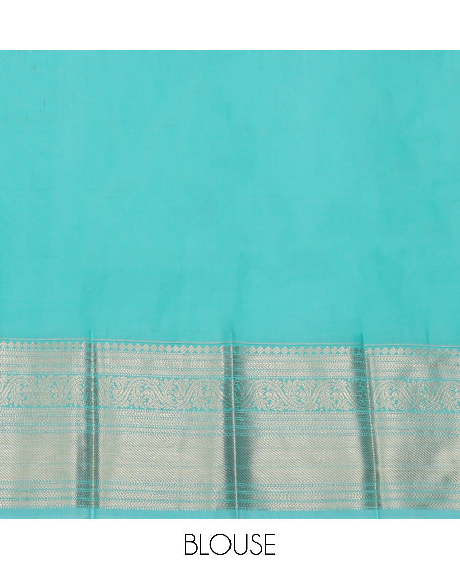 Brown Budget Silk Saree, Woven with Zari Butta Enclosed Checks, Complemented by a Contrast Traditional Zari Border, Grand Pallu, and Contrast Blouse