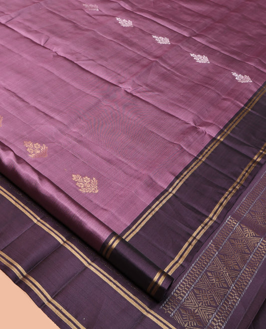Lavender Mayuri Lite Silk Mix Saree, Gleamed Up with Buttas All Over Its Body, Complemented by Contrast Border, Intricately Designed Pallu, and Paired with a Contrast Blouse