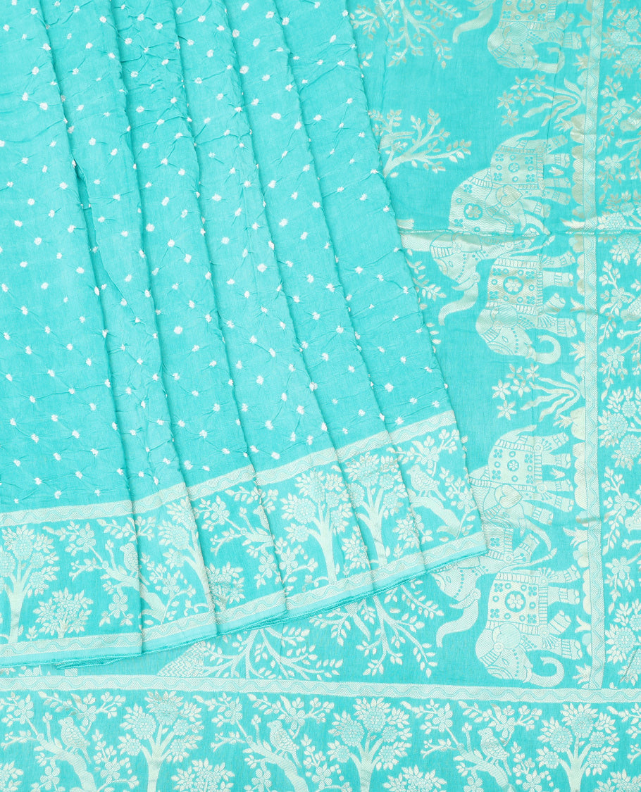 Blue Bandhani Dola Silk Saree