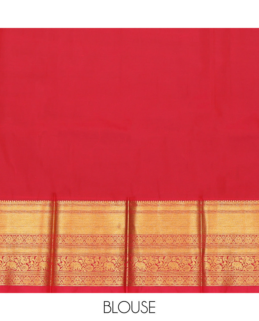 Navy Budget Silk Saree, Elevated with Zari Buttas, Complemented by Contrast Traditional Zari Border, a Grand Pallu and a Contrast Blouse