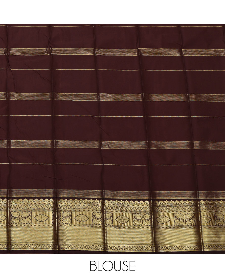 Green Budget Silk Saree, Enriched with Zari Butta Enclosed Checked Design on Its Body, Complemented by a Contrast Traditional Zari Design Border, Grand Pallu, and Paired with a Contrast Blouse