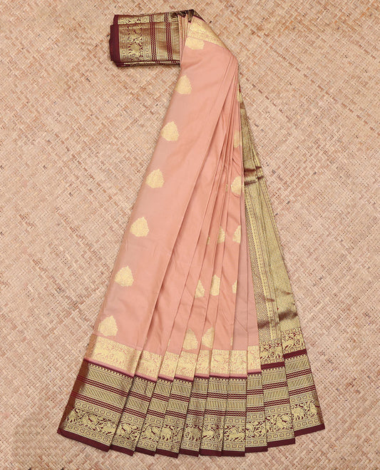 Pink Budget Silk Saree Featuring Zari Buttas