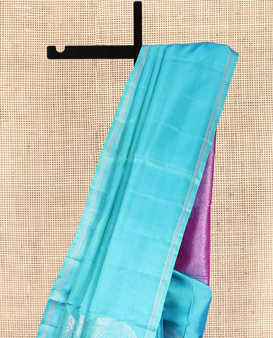 Blue Mayuri Lite Silk Mix Saree, Decorated with Arumbu Manga Buttas All Over Its Body, Highlighted by a Piping Border, Complemented by a Contrast Pallu of Intricate Designs, and Paired with a Contrast Blouse