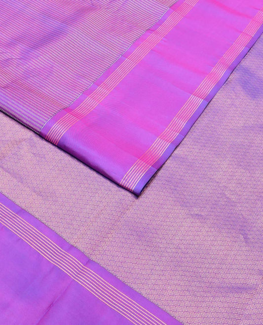 Purple zari stripes silk saree, zari striped rettai pettu border & jaal pallu