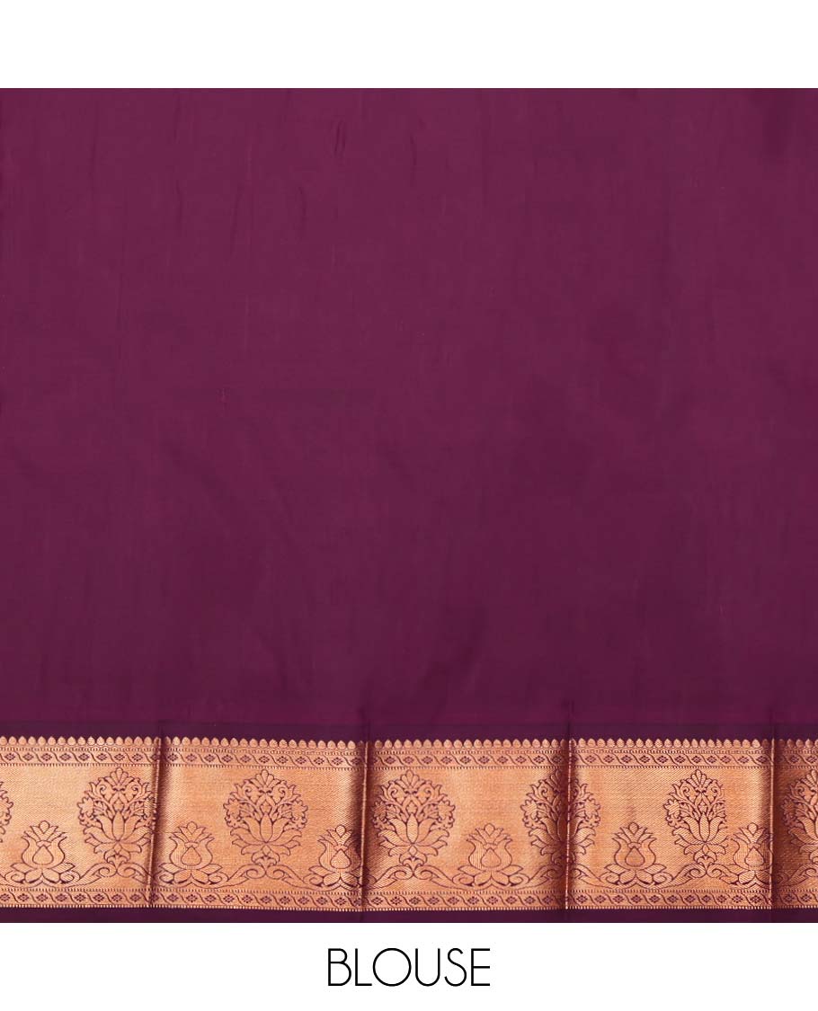 Grey Budget Silk Saree, Decorated with Jacquard Design, Complemented by a Contrast Intricate Zari Design Border, Grand Jaal Pallu, and a Contrast Blouse