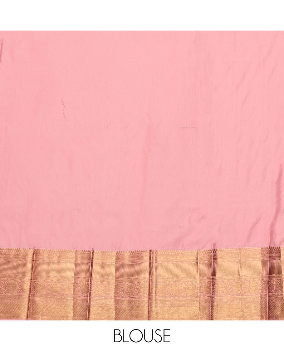 Wine Budget Silk Saree, Decorated with Tree Zari Buttas, Complemented by Contrast Traditional Zari Border, an Intricate Pallu and a Contrast Blouse