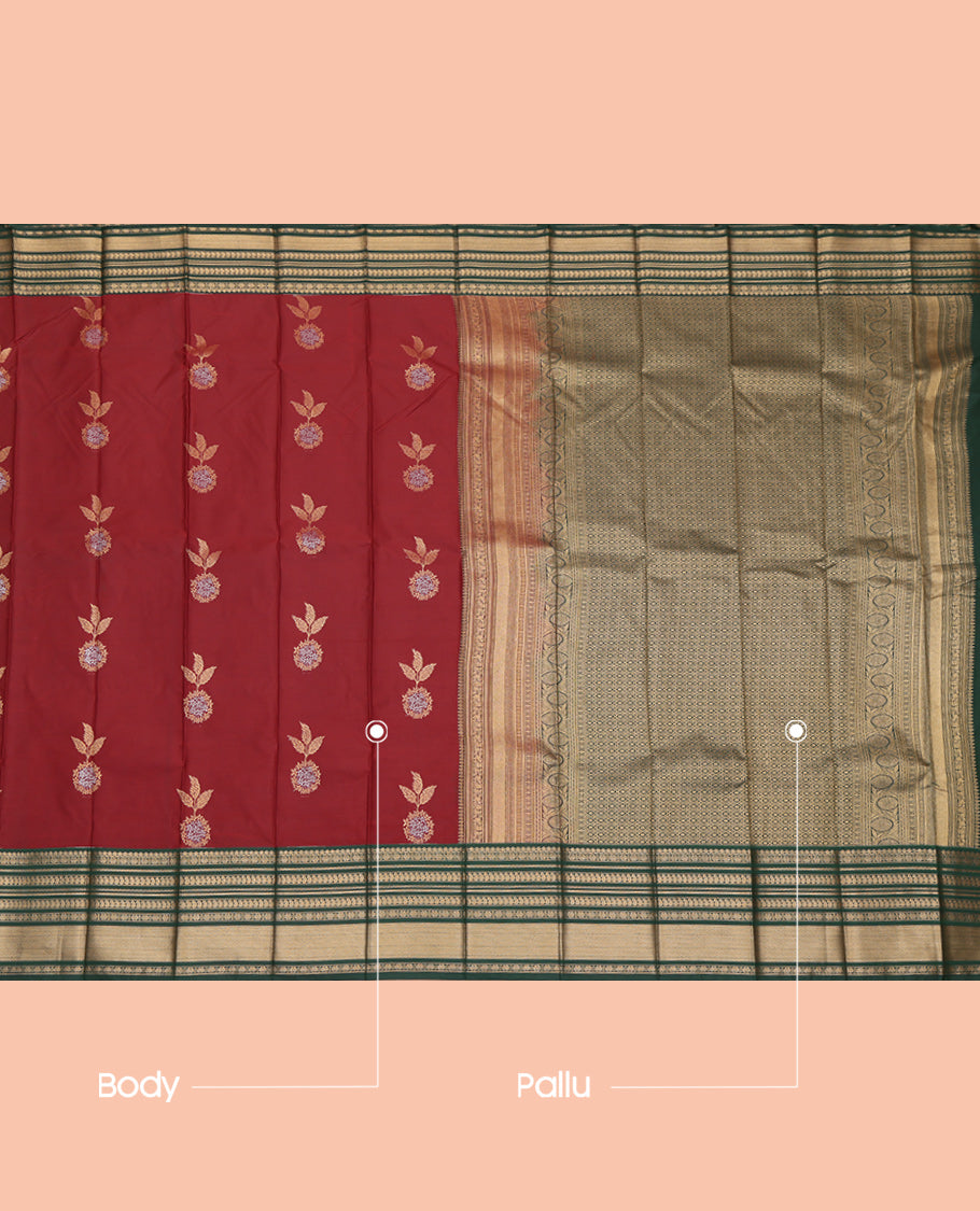 Maroon Floral Butta Budget Silk Saree