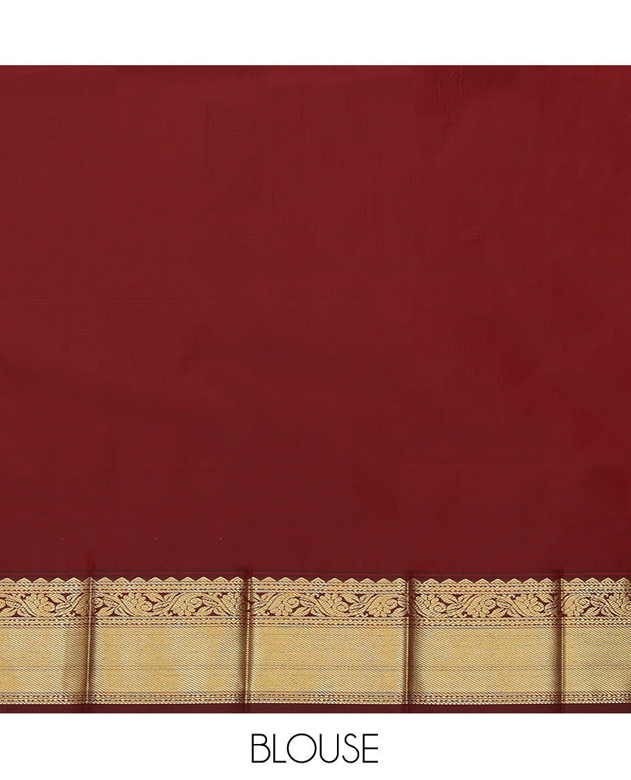 Red Budget Silk Saree, Elevated with Checks and Buttas, Complemented by Contrast Traditional Zari Border, a Grand Jaal Pallu and a Contrast Blouse