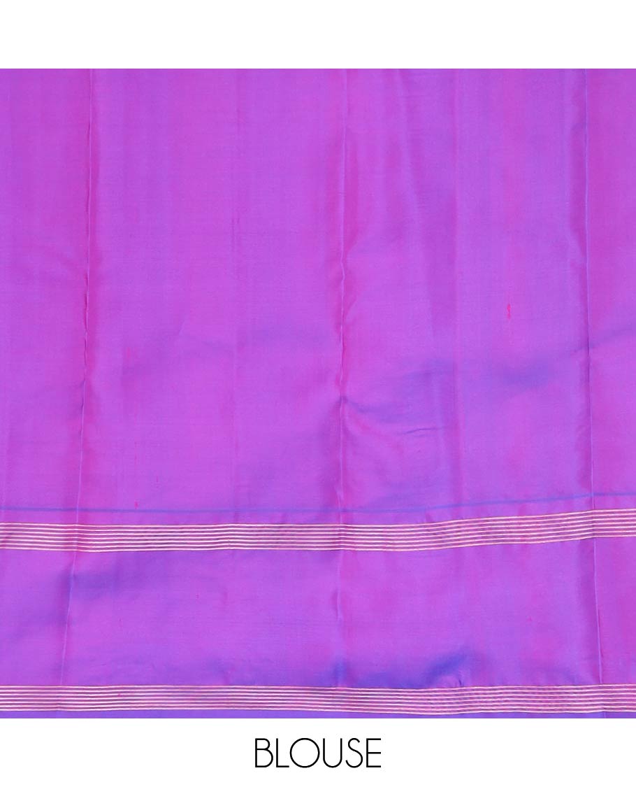 Purple zari stripes silk saree, zari striped rettai pettu border & jaal pallu