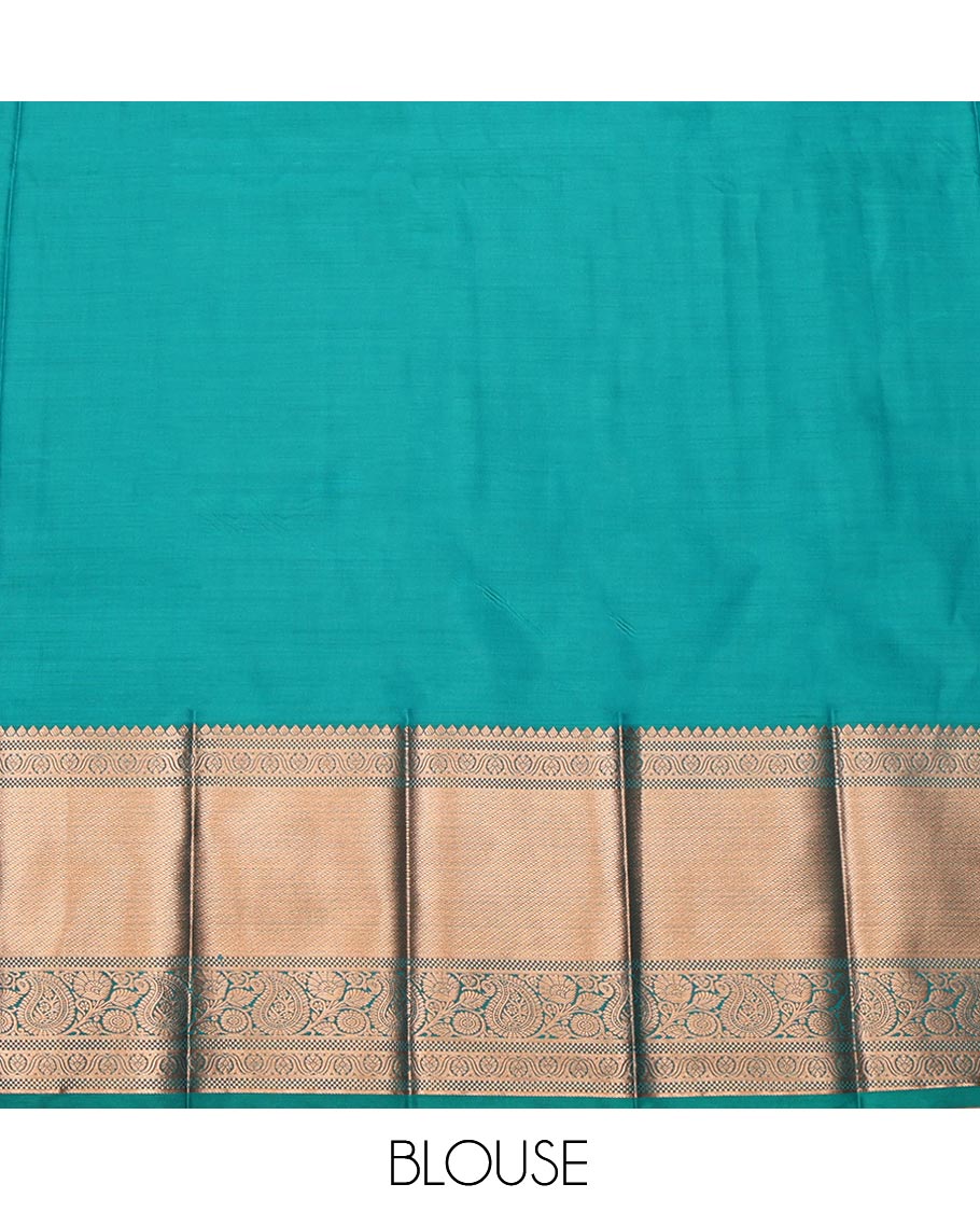 Orange Budget Silk Saree, Decorated with Jacquard Design, Complemented by a Contrast Traditional Zari Border, Grand Jaal Pallu, and a Contrast Blouse