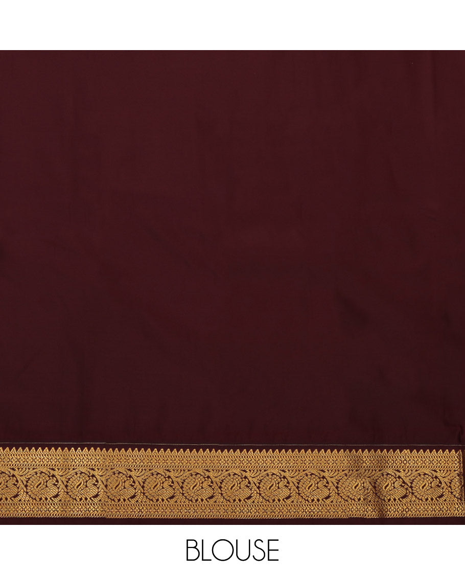 Yellow Budget Silk Saree, Sparsely Woven with Zari Buttas, Complemented by Contrast Traditional Border, Jaal Pallu and a Contrast Blouse