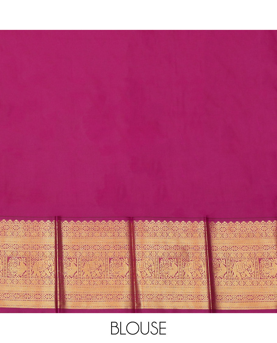 Orange Budget Silk Saree, Enhanced with Zari Buttas, a Contrast Traditional Zari Border, an Intricate Pallu and a Contrast Blouse