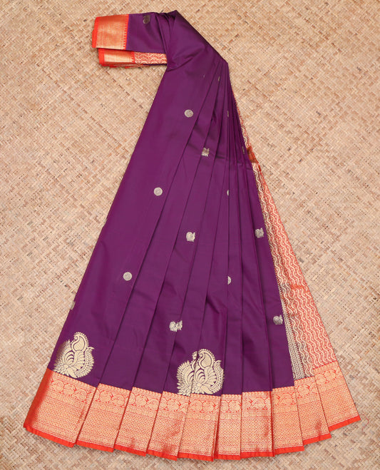 Purple Contrast Traditional Budget Silk Saree