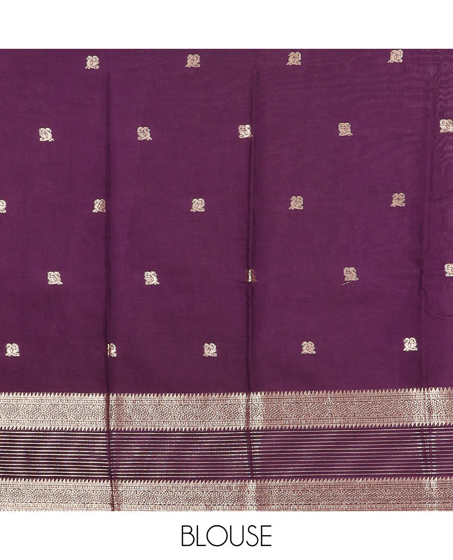 Leaf green peacock buttas Assam silk saree, contrast traditional zari border, and pallu of zari designs