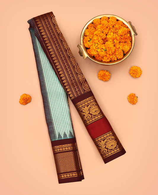 Blue Gadwal Silk Saree