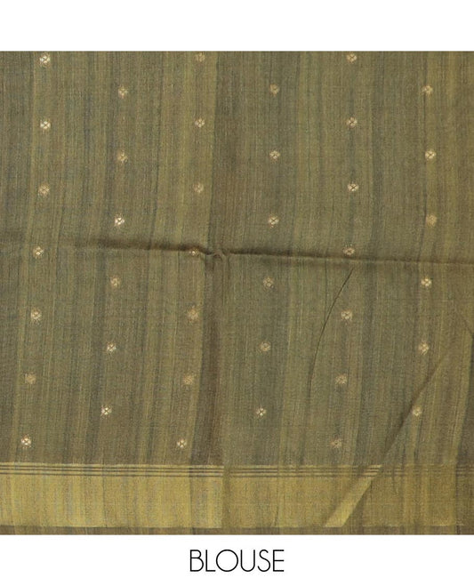 Onion pink buttas tussar silk saree, contrast bavanji border, and floral-paisley printed pallu