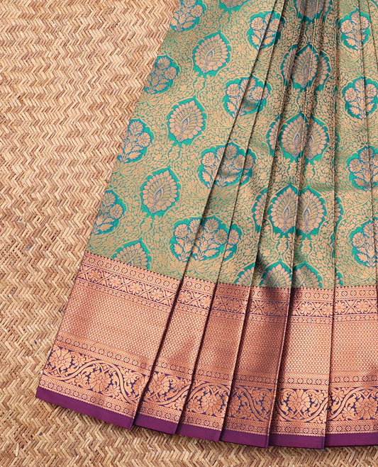 Green Budget Silk Saree, Beautified with Jacquard Design, Contrast Traditional Zari Border, Grand Pallu, and a Contrast Blouse