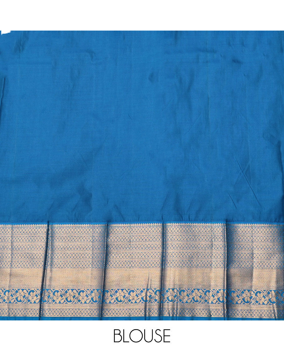 Pink Budget Silk Saree, Bedecked with Zari Buttas, Complemented by Contrast Traditional Zari Border, an Intricate Pallu and a Contrast Blouse