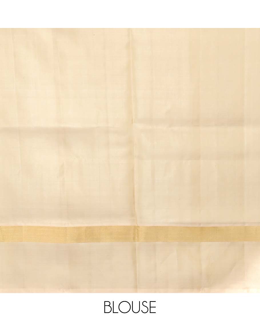 Green small buttas soft silk saree with contrast intricate zari border & geometric zari design pallu