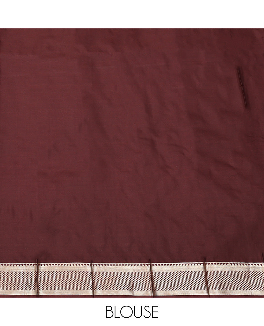 Blue Budget Silk Saree, Adorned with Zari Buttas All Over Its Body, Complemented by Contrast Traditional Zari Designs Woven Border, Grand Pallu, and Paired with a Contrast Blouse