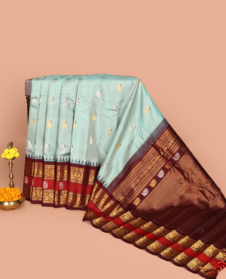 Blue Gadwal Silk Saree