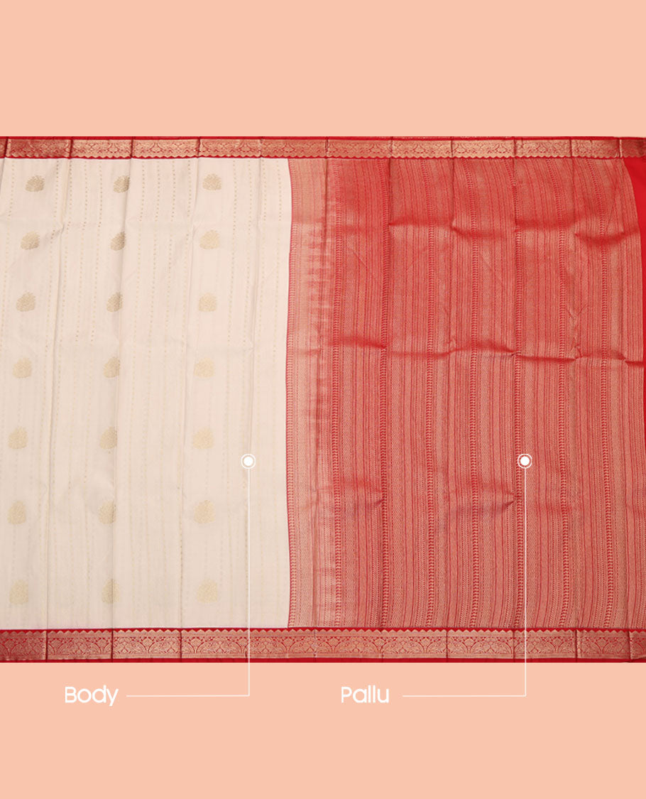 Cream Budget Silk Saree, Enriched with Zari Designs, Contrast Traditional Zari Design Border, Grand Geometric Patterned Pallu, and a Contrast Blouse