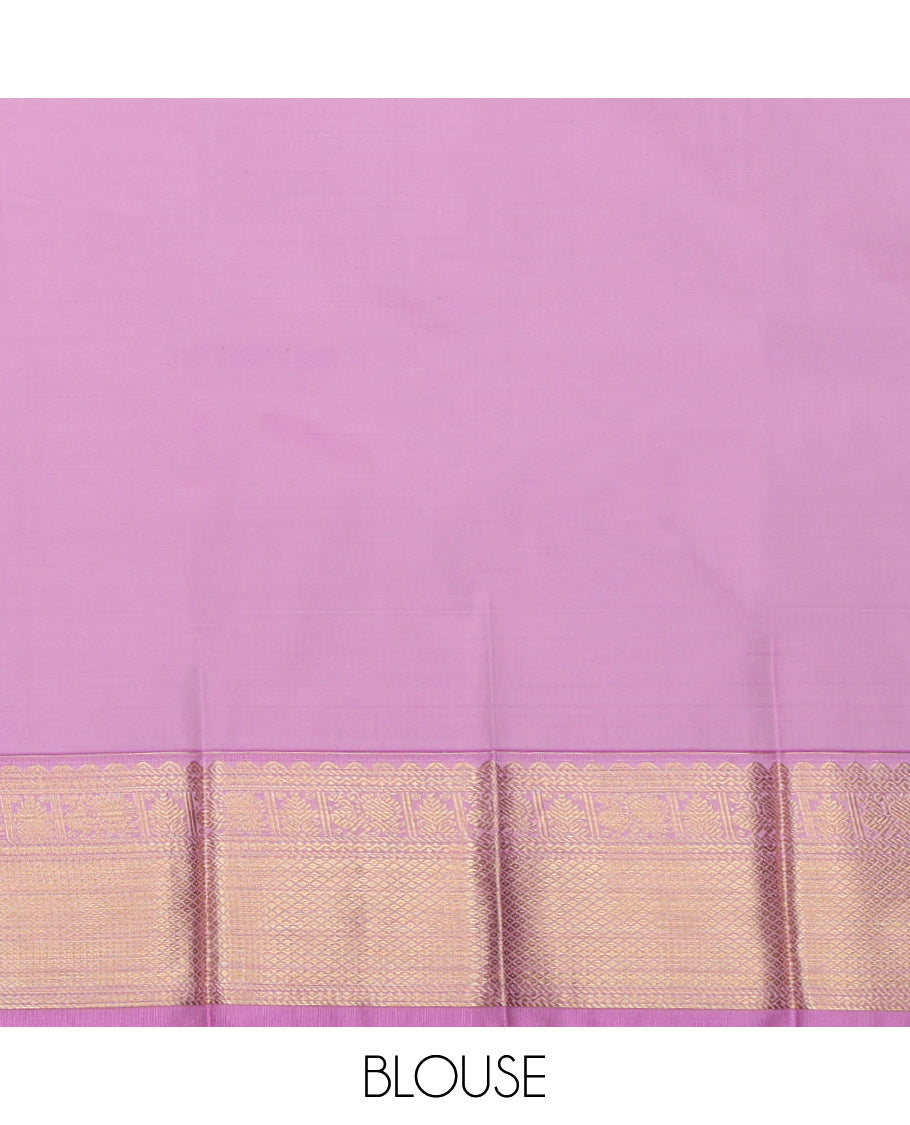 Blue Budget Silk Saree, Bedecked with Zari Buttas and Checks, a Contrast Traditional Zari Border, Grand Pallu, and a Contrast Blouse