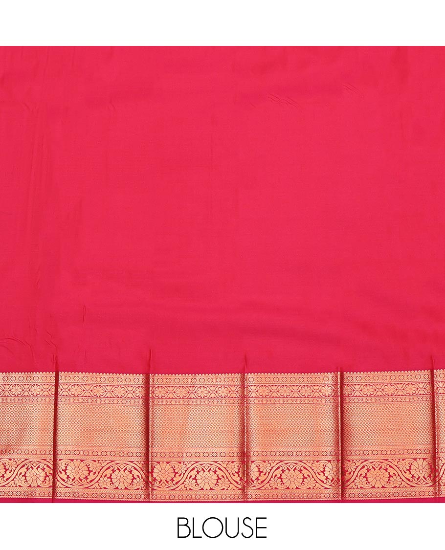 Grey Budget Silk Saree, Bedecked with Jacquard Design, Complemented by a Contrast Traditional Zari Border, Grand Pallu, and a Contrast Blouse