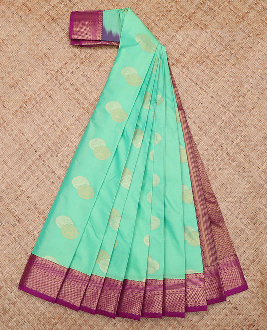 Turquoise Traditional Butta Budget Silk Saree