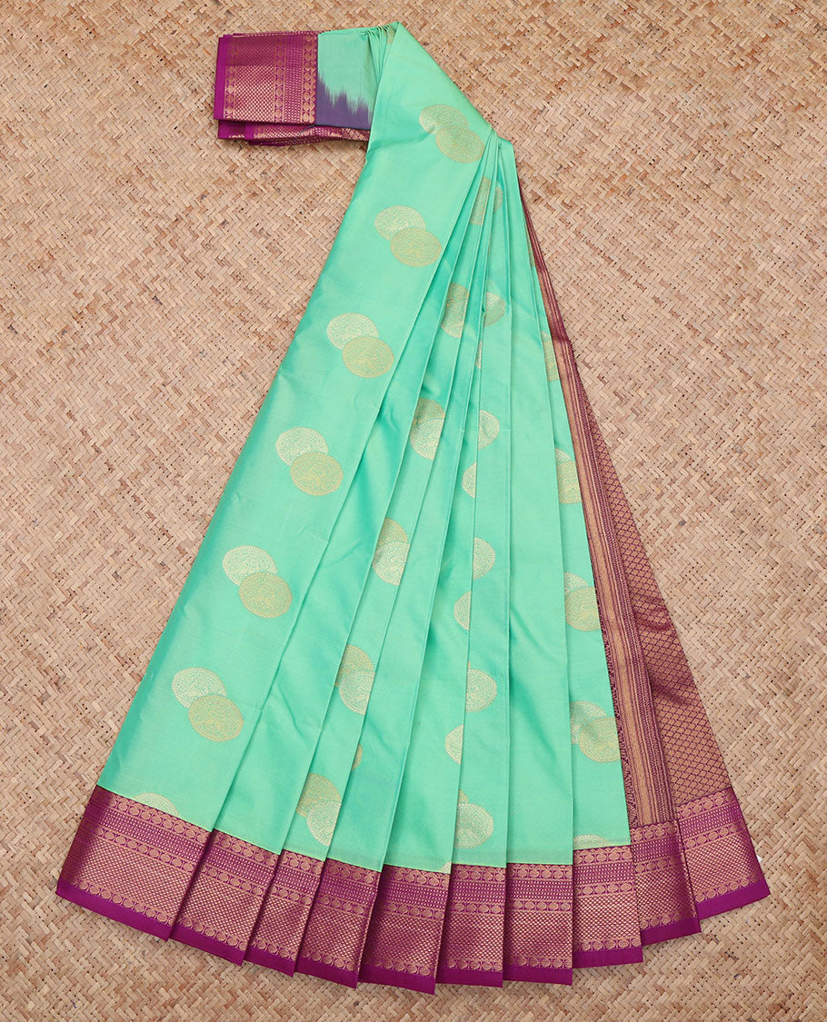 Turquoise Traditional Butta Budget Silk Saree