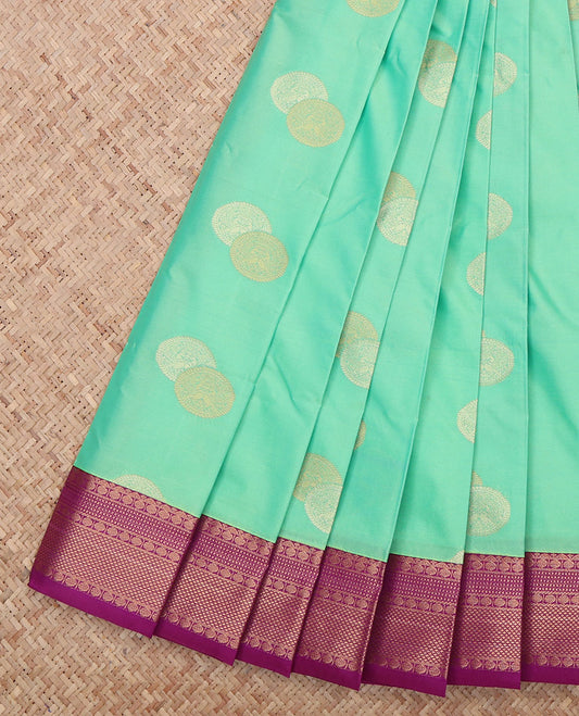 Turquoise Traditional Butta Budget Silk Saree