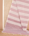 Borderless light sandal and light purple striped jute cotton saree, self-pallu of stripes