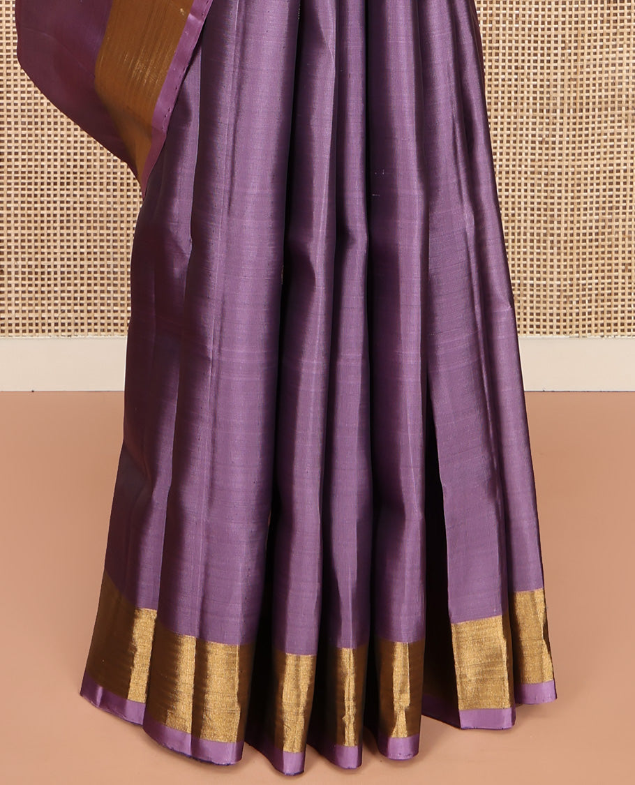 Lavender Mayuri Lite Silk Mix Saree, Beautified with Zari Buttas All Over Its Body, Highlighted by Zari Bavanji Border, Complemented by Contrast Pallu of Jaal Designs, and Paired with a Contrast Blouse