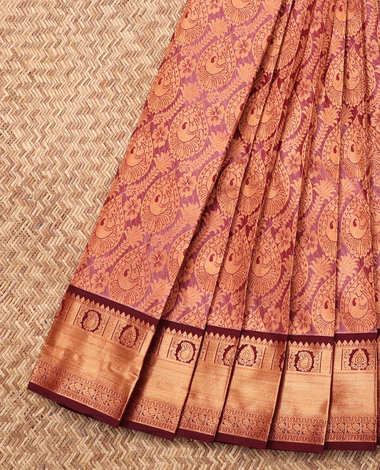 Pink Budget Silk Saree, Bedecked with Jacquard Design, Contrast Traditional Zari Border, Grand Pallu, and a Contrast Blouse