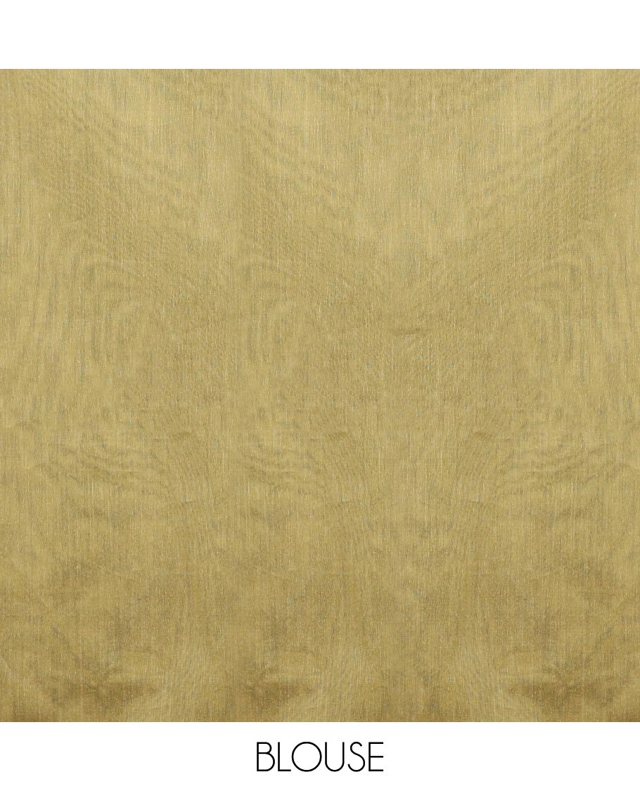 Borderless green zari buttas semi-silk cotton saree, contrast pallu of intricate designs