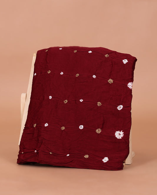 Borderless Red Bandhani Dola Silk Saree