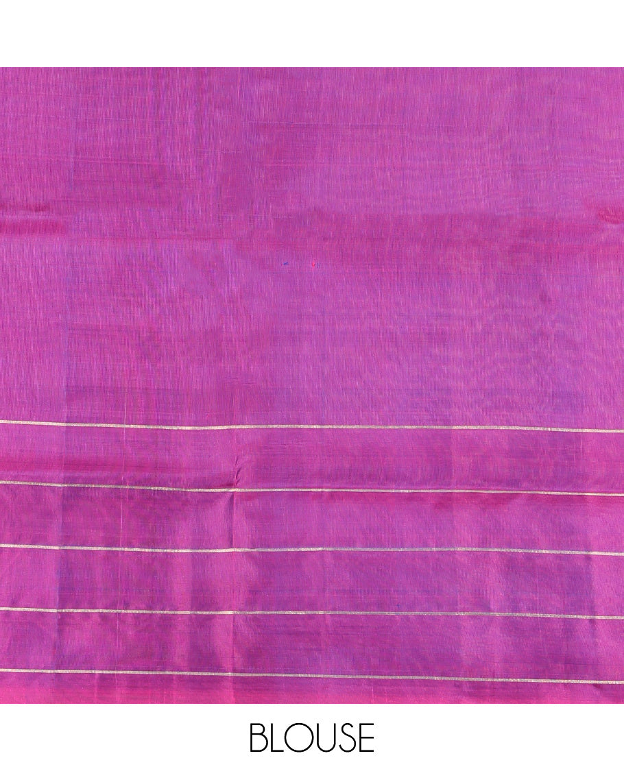 Blue Mayuri Lite Silk Mix Saree, Bedecked with Muthu Stripes All Over Its Body, Complemented by a Contrast Border of Stripes and Unique Buttas, Contrast Pallu of Intricate Designs, and Paired with a Contrast Blouse
