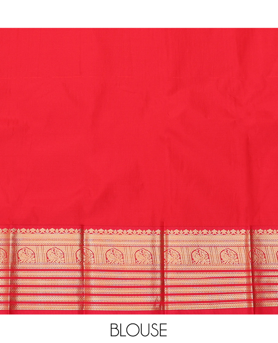 Maroon Budget Silk Saree, Ornamented with Zari Buttas, a Contrast Traditional Zari Border, Grand Pallu, and a Contrast Blouse
