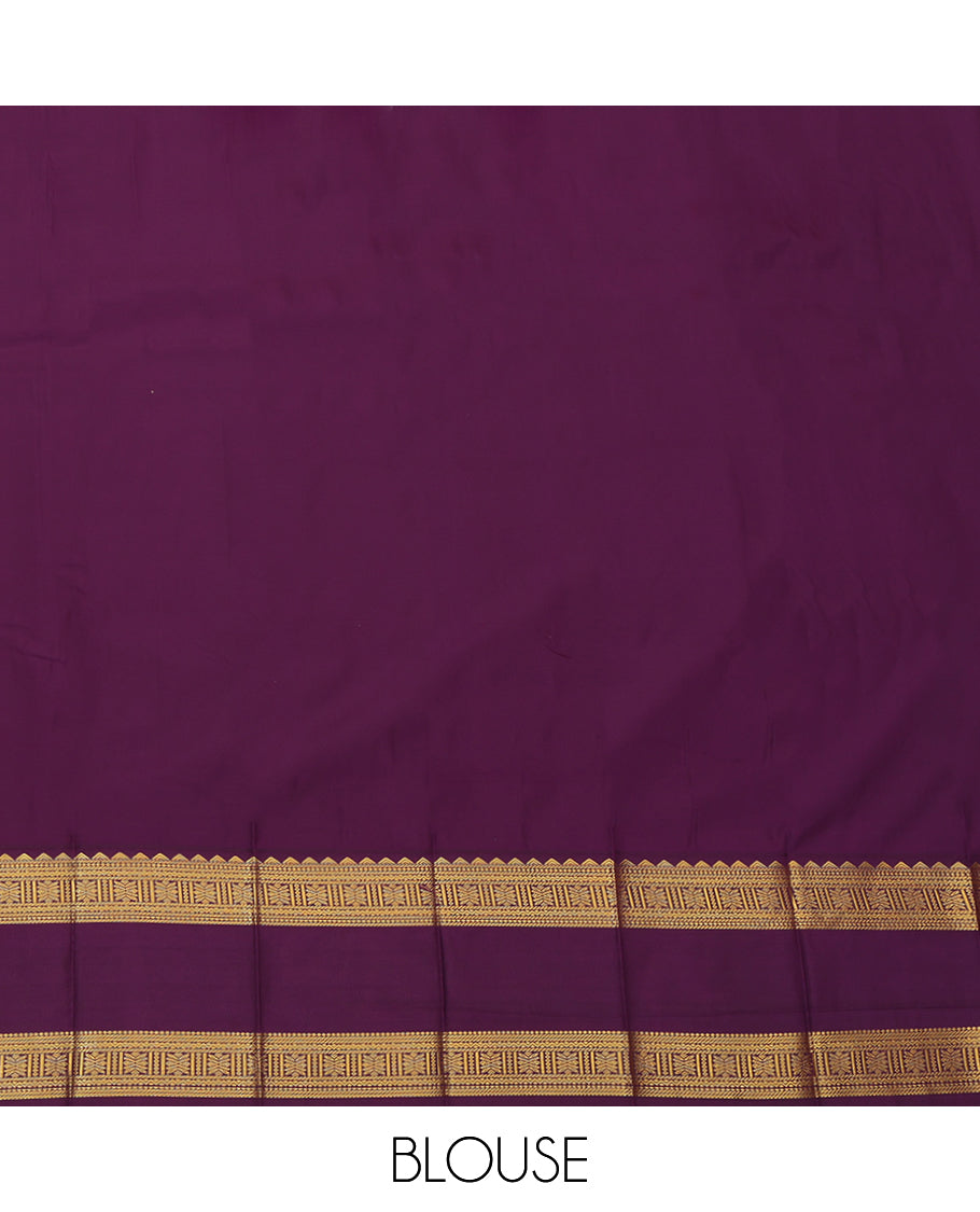 Mustard Budget Silk Saree, Styled with Zari Buttas and Stripes, Complemented by a Contrast Traditional Rettai Pettu Zari Border, Grand Jaal Pallu, and Contrast Blouse