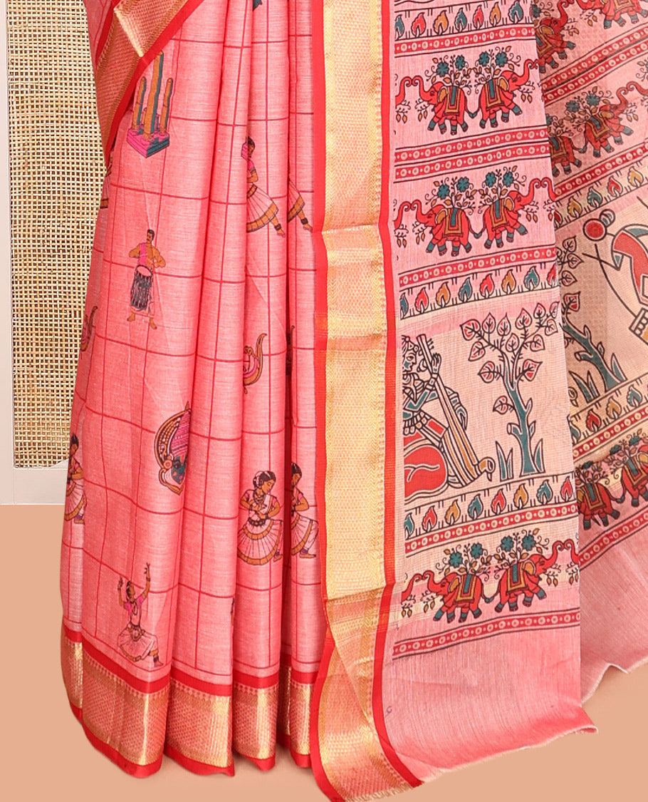 Pink Chirala Cotton Saree