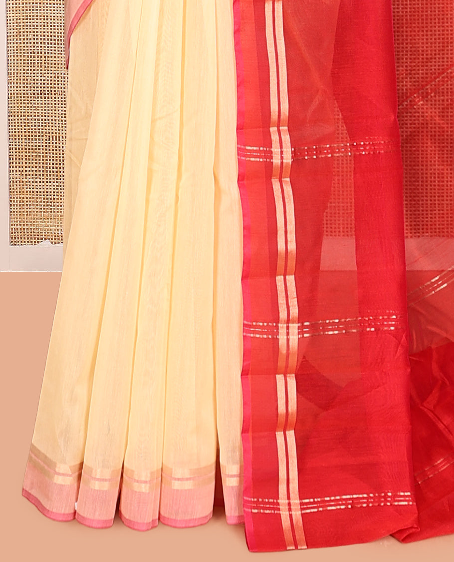 Sandal Plain Silk Cotton Saree
