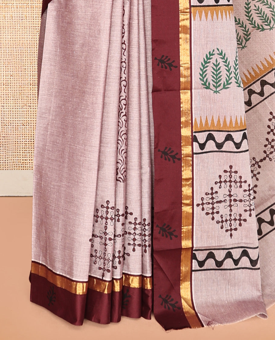 Pale Pink Chirala Cotton Saree